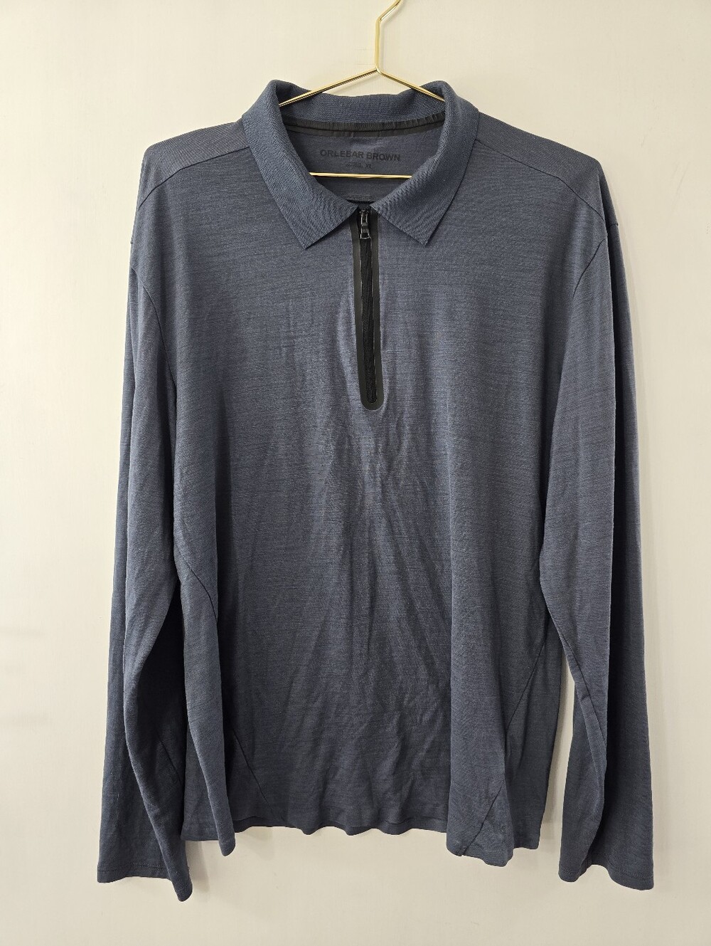 Orlebar Brown Sebastian Sweater Quarter Zip Merino Wool Blend Polo Sweater Sz XL